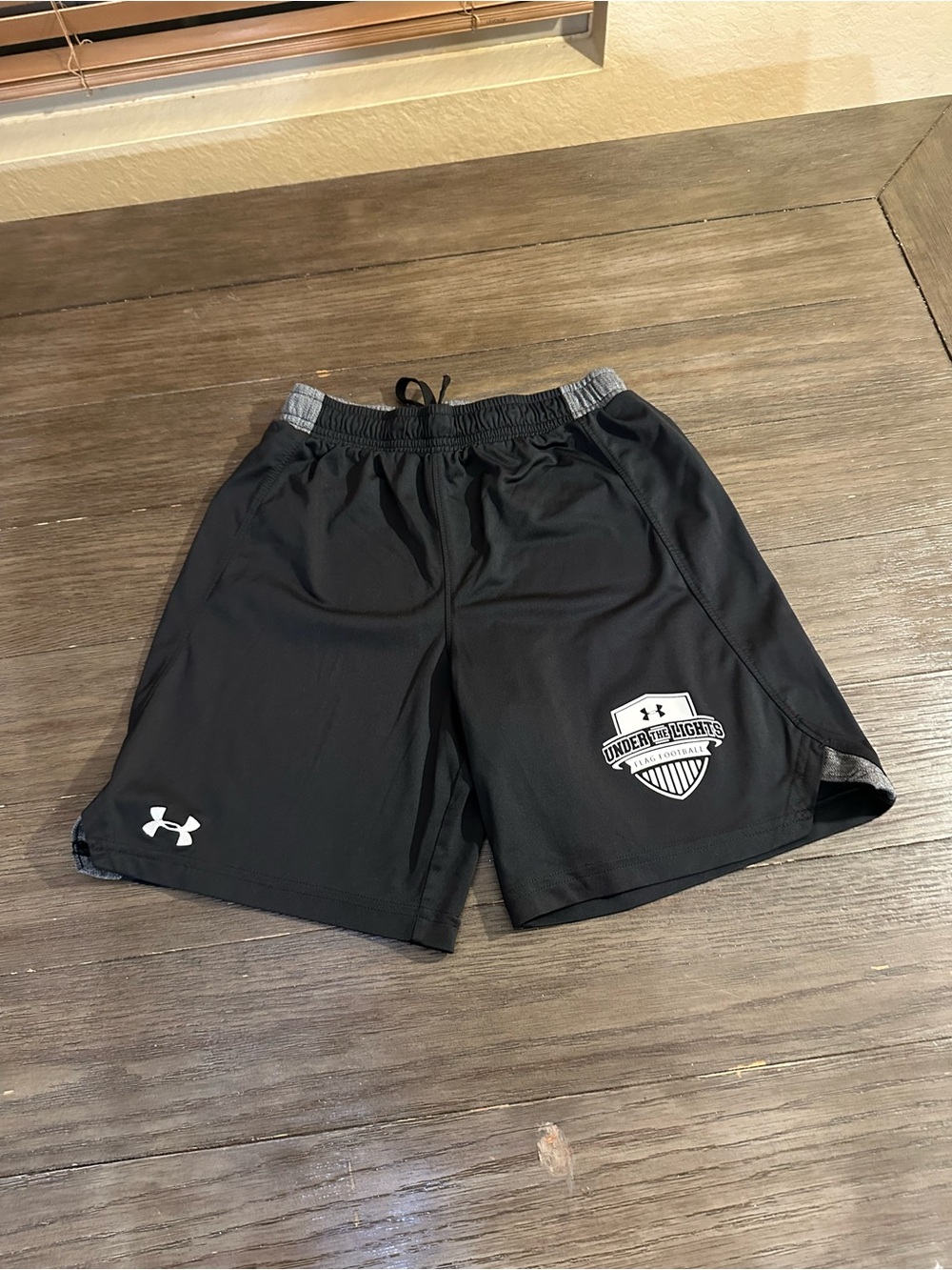 YMD Youth Under Armour Blackp Performance Training Shorts with Logo Patch
